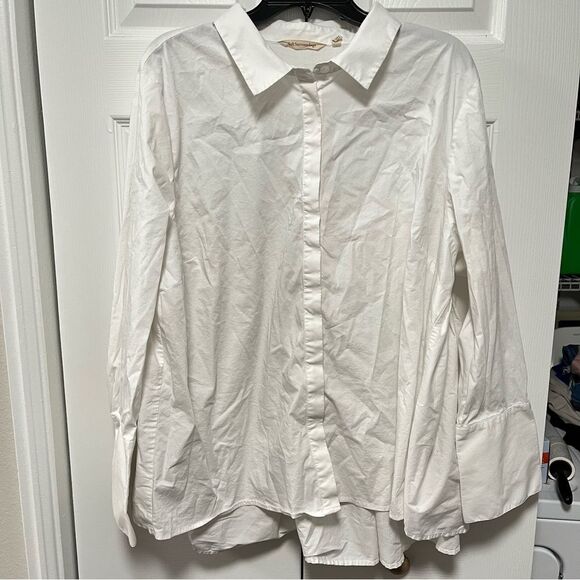 Soft Surroundings White button down long sleeve blouse women's size 2X - Picture 1 of 6